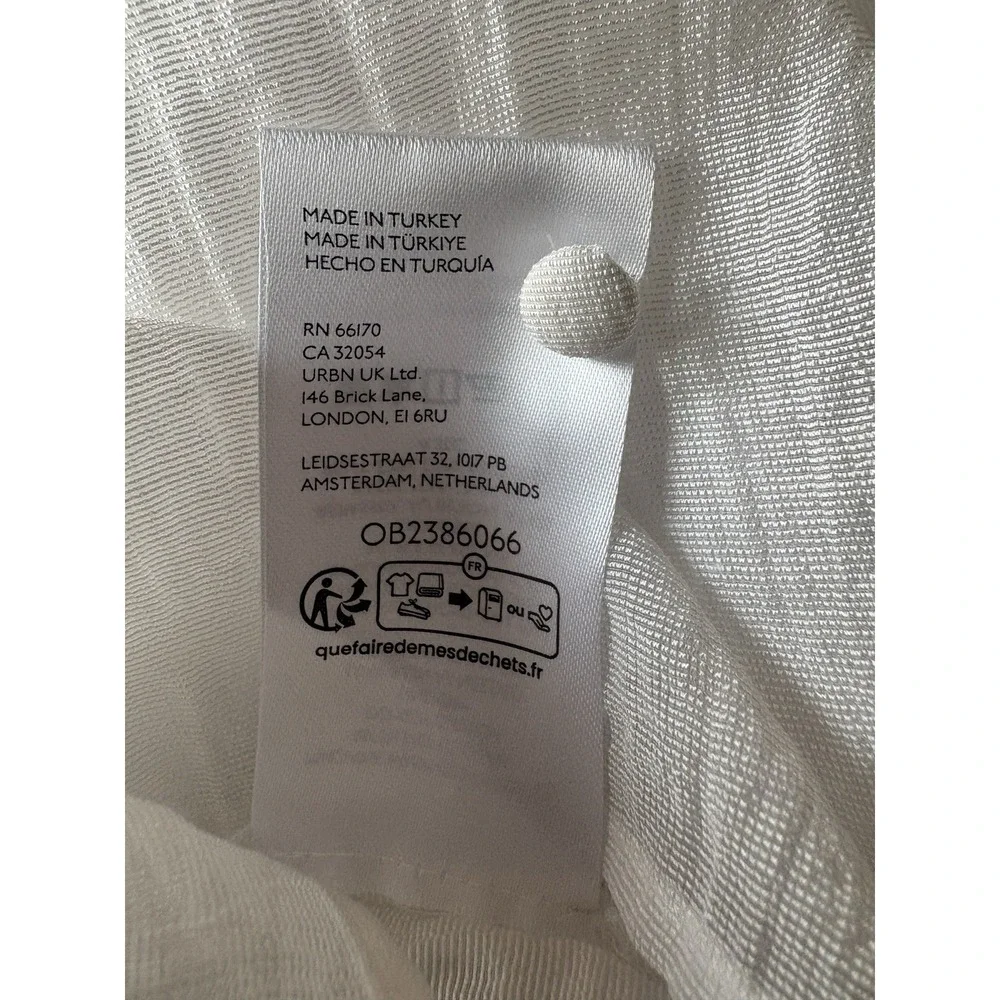 Maeve & Anthropologie White Sheer Blouse Mock Neck Puff Sleeve Gauze Size Medium